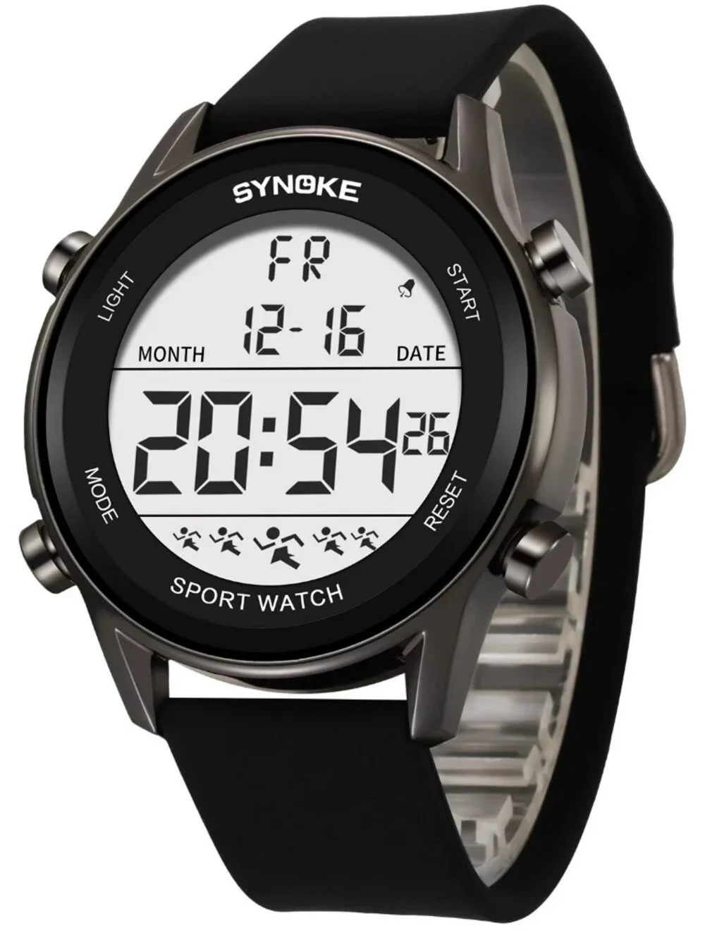 Men's Sport Digital Watch LED Screen Large Face Easy Read Watch Waterproof Black